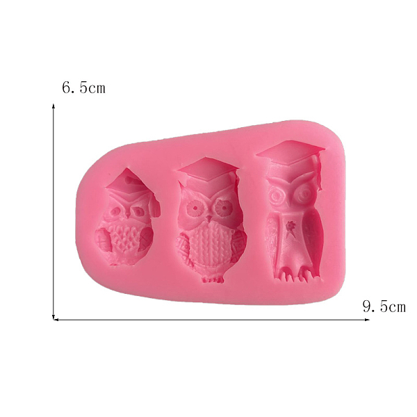 PandaHall Graduation Theme Display Decoration Silicone Molds, for UV Resin, Epoxy Resin Craft Making, Owl, Hot Pink, 65x95x10mm Silicone Owl