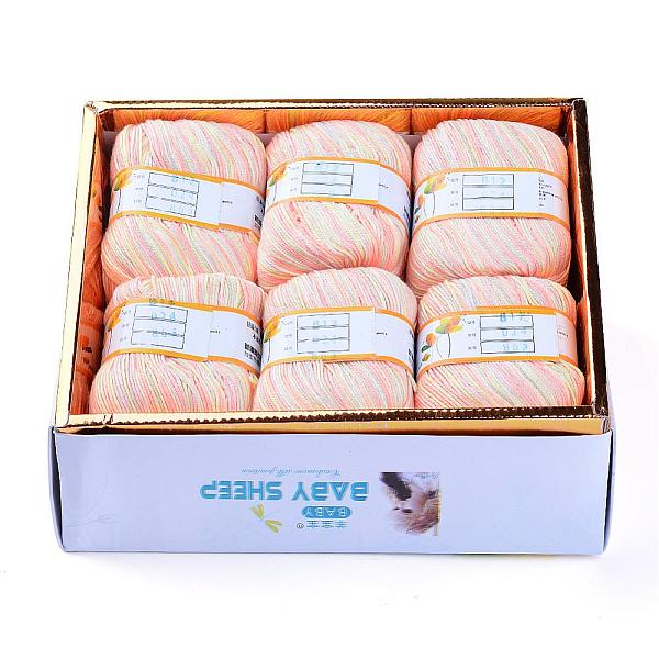 PandaHall Baby Yarns, with Cotton, Silk and Cashmere, Moccasin, 1mm, about 50g/roll, 6rolls/box Cotton+Silk+Cashmere Orange