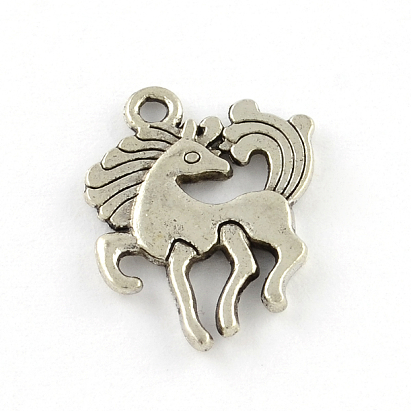 PandaHall Tibetan Style Zinc Alloy Pendants, Lead Free & Cadmium Free, Horse, Antique Silver, 20x16x2mm, Hole: 1.5mm, about 382pcs/500g...