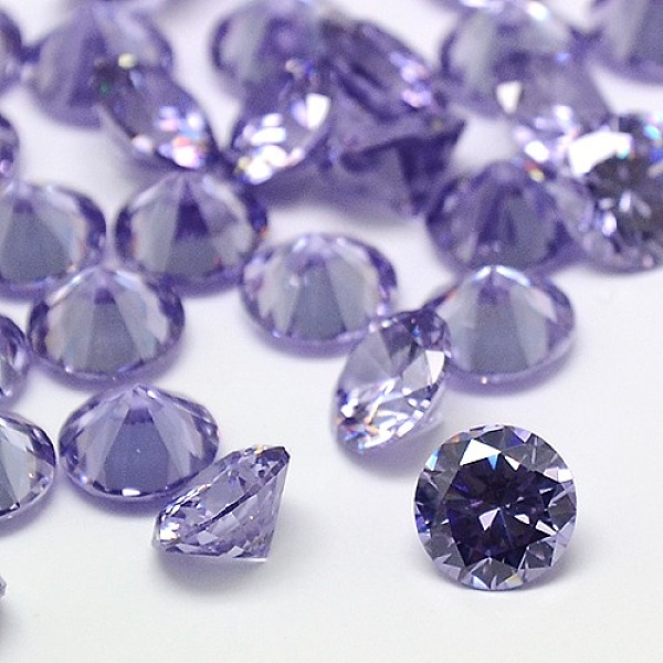 PandaHall Cubic Zirconia Cabochons, Grade A, Faceted, Diamond, Lilac, 5x3mm Cubic Zirconia Diamond Purple