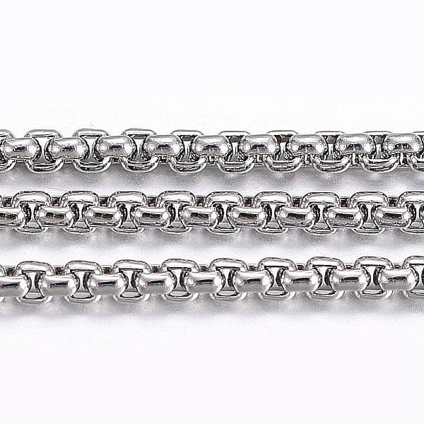 PandaHall 304 Stainless Steel Venetian Chains/Box Chains, Unwelded, with Spool, Stainless Steel Color, 1.5x1.5mm, about 65.61 Feet(20m)/roll...