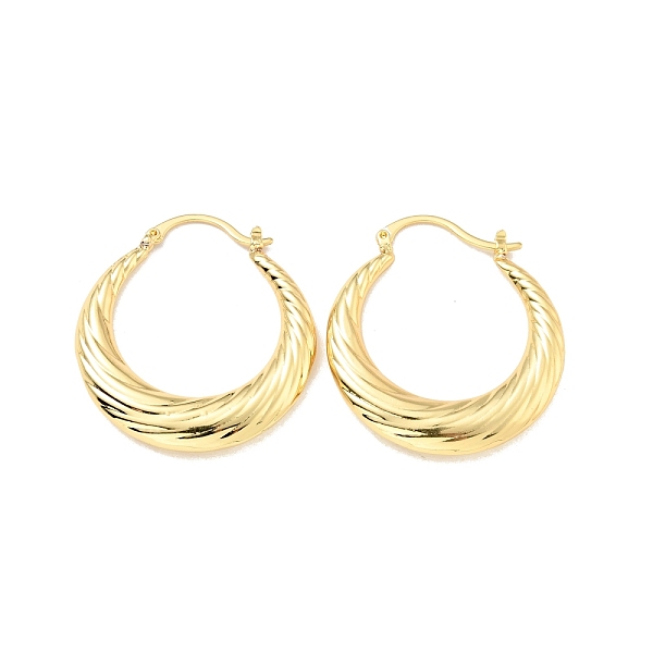 PandaHall Rack Plating Brass Croissant Hoop Jewelry for Women, Cadmium Free & Lead Free, Real 18K Gold Plated, 38.5x35x5mm, Pin: 0.6x1mm...