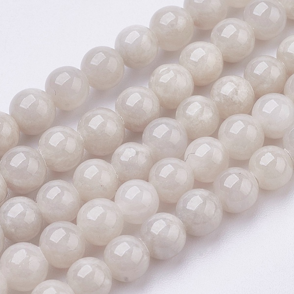 PandaHall Natural Yellow Jade Beads Strands, Dyed, Round, Gainsboro, 4mm, Hole: 1mm, about 95pcs/strand, 15.75 inch Yellow Jade Round Gray