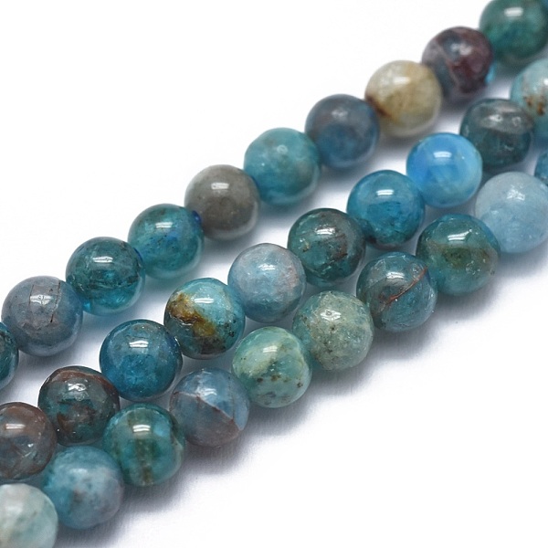 PandaHall Natural Apatite Beads Strands, Grade AB, Round, 4mm, Hole: 0.8mm, about 98pcs/strand, 14.9 inch(38cm) Apatite Round