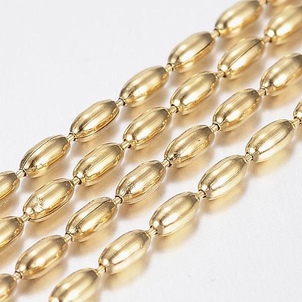 PandaHall Handmade Ion Plating(IP) 304 Stainless Steel Ball Chains, with Spool, Oval, Golden, 3.5x1.5mm, about 10m/roll(10.936yards/roll)...