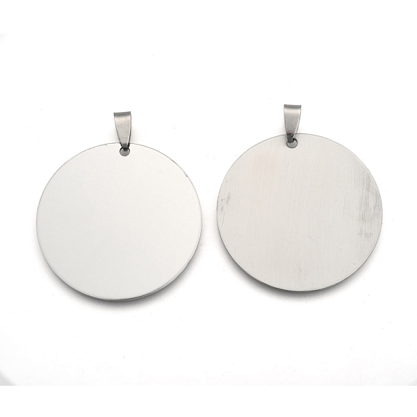 PandaHall 201 Stainless Steel Flat Round Stamping Blank Tag Pendants, with Snap on Bails, Stainless Steel Color, 42x42x1mm, Hole: 3mm 201...