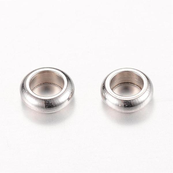 PandaHall 201 Stainless Steel Spacer Beads, Stainless Steel Color, 4.5x1.5mm, Hole: 3mm 201 Stainless Steel Ring