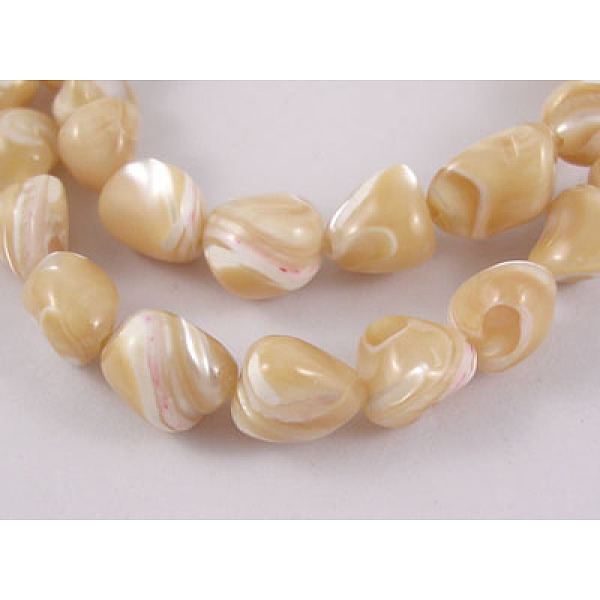 PandaHall Erose Natural Shell Beads Strands, Goldenrod, about 6~13mm long, 6~12mm wide, hole: 1mm, about 42pcs/strand, 15~16inch Freshwater...