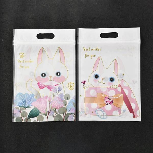 PandaHall Plastic Zipper Bags, Rectangle, for Chocolate, Candy, Cookies, Cat Pattern, 22.7x15.5x0.15cm, about 50pcs/bag Plastic Rectangle