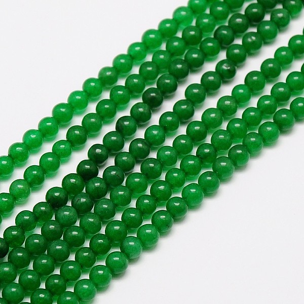 PandaHall Natural Malaysia Jade Bead Strands, Round Dyed Beads, Green, 8mm, Hole: 1mm, about 48pcs/strand, 15 inch Malaysia Jade Round Green