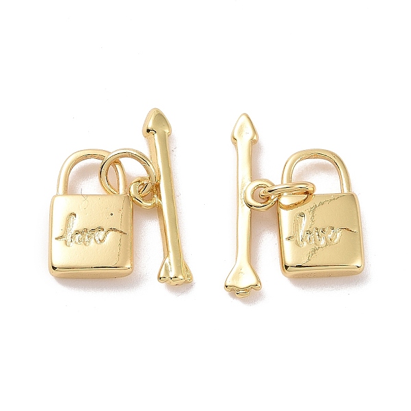 PandaHall Rack Plating Brass Toggle Clasps, Long-Lasting Plated, Cadmium Free & Lead Free, Lock & Arrow, Real 18K Gold Plated, Lock...