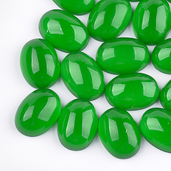 PandaHall Translucent Resin Cabochons, Oval, Green, 17.5~18x13x6mm Resin Oval Green