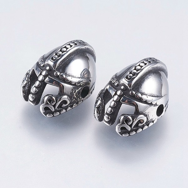 PandaHall 304 Stainless Steel Beads, Gladiator Helmet Charms, Antique Silver, 15x11.5x9mm, Hole: 1.5mm 304 Stainless Steel Hat