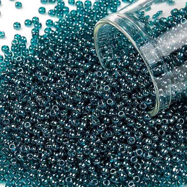 PandaHall TOHO Round Seed Beads, Japanese Seed Beads, (108BD) Transparent Luster Teal, 11/0, 2.2mm, Hole: 0.8mm, about 1110pcs/bottle...