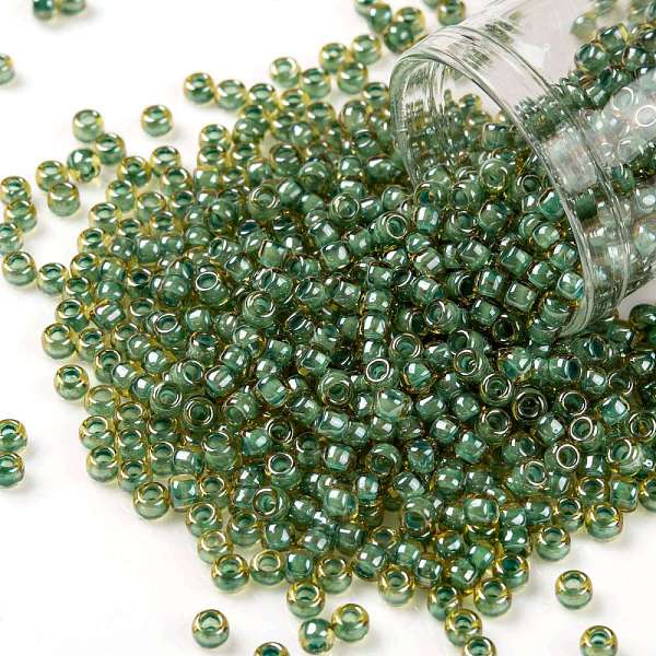 PandaHall TOHO Round Seed Beads, Japanese Seed Beads, (380) Inside Color Topaz/Mint Julep Lined, 8/0, 3mm, Hole: 1mm, about 222pcs/10g Glass...