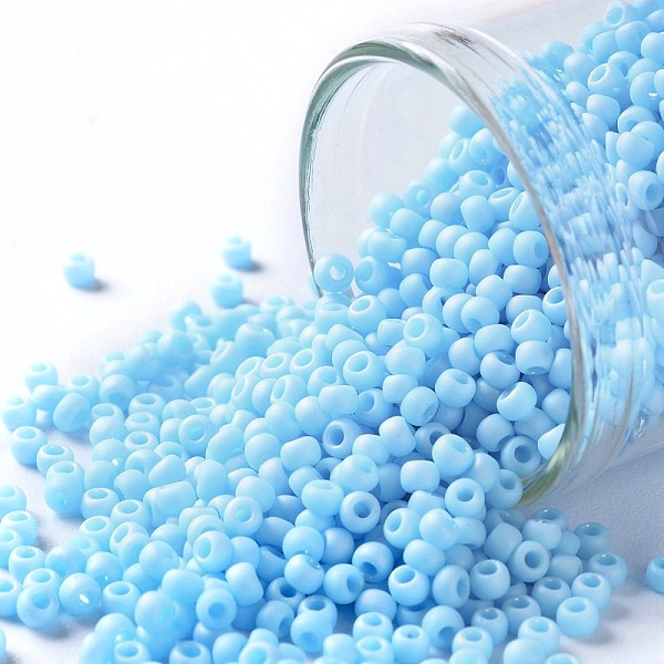 PandaHall TOHO Round Seed Beads, Japanese Seed Beads, (403F) Light Blue Opaque Rainbow Matte, 11/0, 2.2mm, Hole: 0.8mm, about 1110pcs/10g...