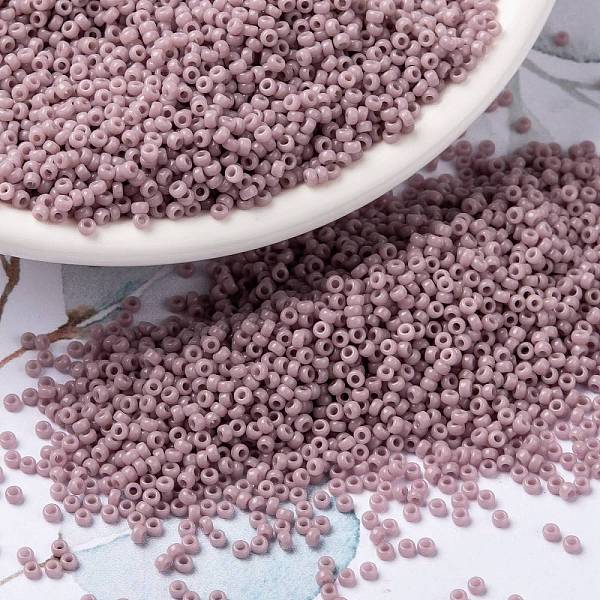 PandaHall MIYUKI Round Rocailles Beads, Japanese Seed Beads, 15/0, (RR410) Opaque Mauve, 15/0, 1.5mm, Hole: 0.7mm, about 5555pcs/10g Glass...