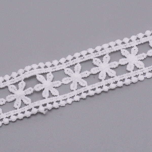 PandaHall Lace Trim, Polyester Lace Ribbon Edge Trimmings, for Sewing and Bridal Wedding Decoration, White, 1 inch(25mm), about 20yards/card...