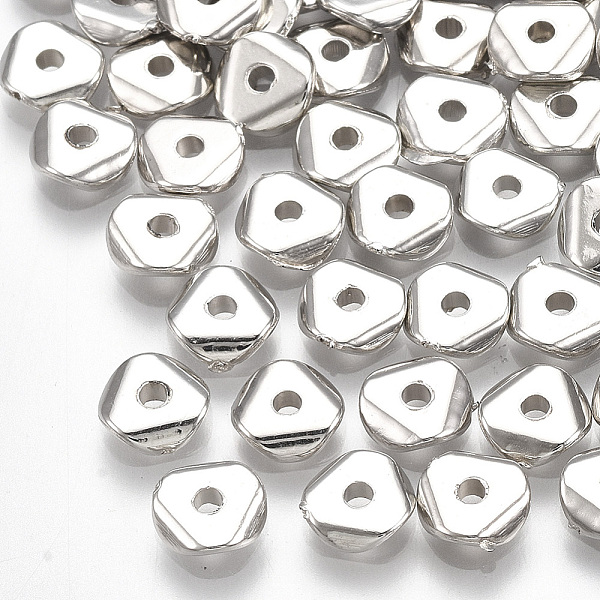 PandaHall CCB Plastic Spacer Beads, Flat Round, Platinum, 6x1.5mm, Hole: 1.5mm Plastic Flat Round