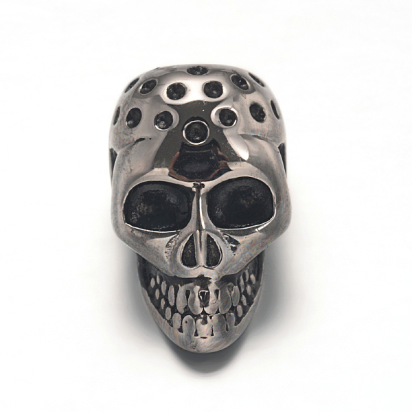 PandaHall Skull Smooth Surface 304 Stainless Steel Beads, Large Hole Beads, Antique Silver, 19x12x12mm, Hole: 6.5mm 304 Stainless Steel...