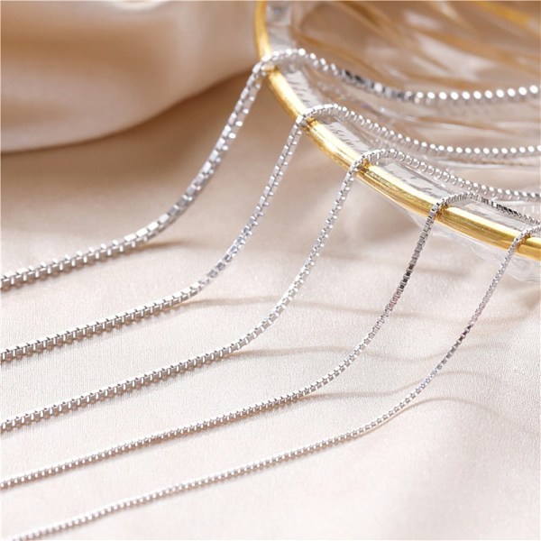 PandaHall 925 Sterling Silver Box Chain Necklaces with Spring Ring Clasp, Platinum, 50x0.12cm Sterling Silver