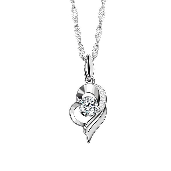 PandaHall 925 Sterling Silver Pendants, with Cubic Zirconia, Heart, Clear, Platinum Sterling Silver Heart Clear