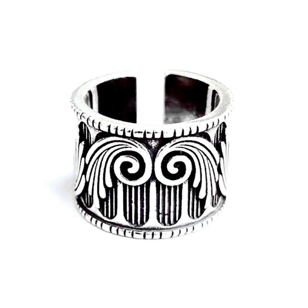 PandaHall Women's Adjustable Brass Cuff Rings, Wide Band Rings, Wings, Antique Silver Brass