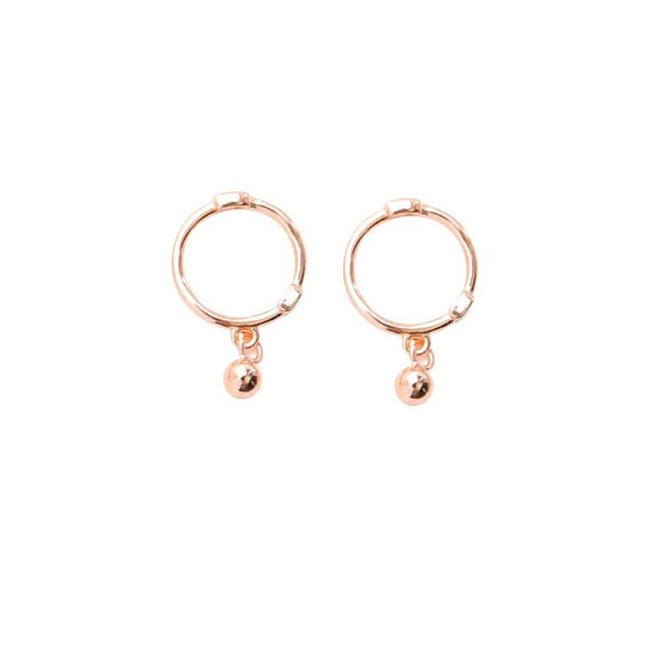 PandaHall 925 Sterling Silver Dangle Hoop Earrings, Round, Rose Gold Sterling Silver