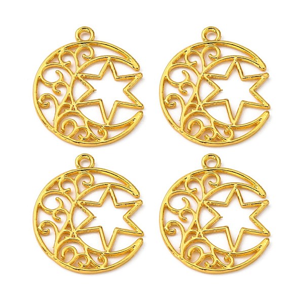 PandaHall Zinc Alloy Open Back Bezel Pendants, For DIY UV Resin, Epoxy Resin, Pressed Flower Jewelry, for Jewish, Moon with Star of David...