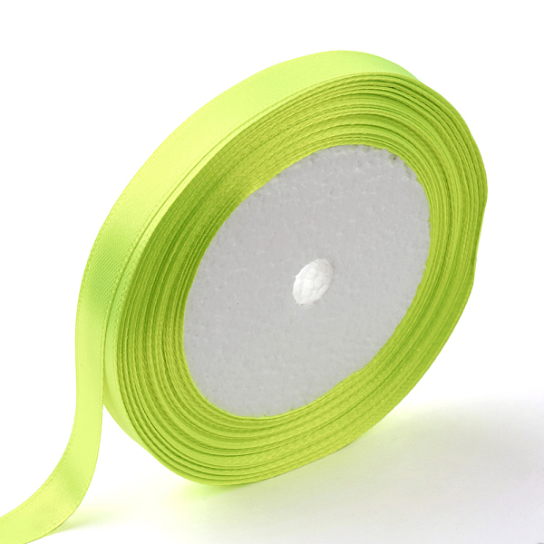 PandaHall Single Face Satin Ribbon, Polyester Ribbon, Green Yellow , about 1/2 inch(12mm) wide, 25yards/roll(22.86m/roll), 250yards/group...